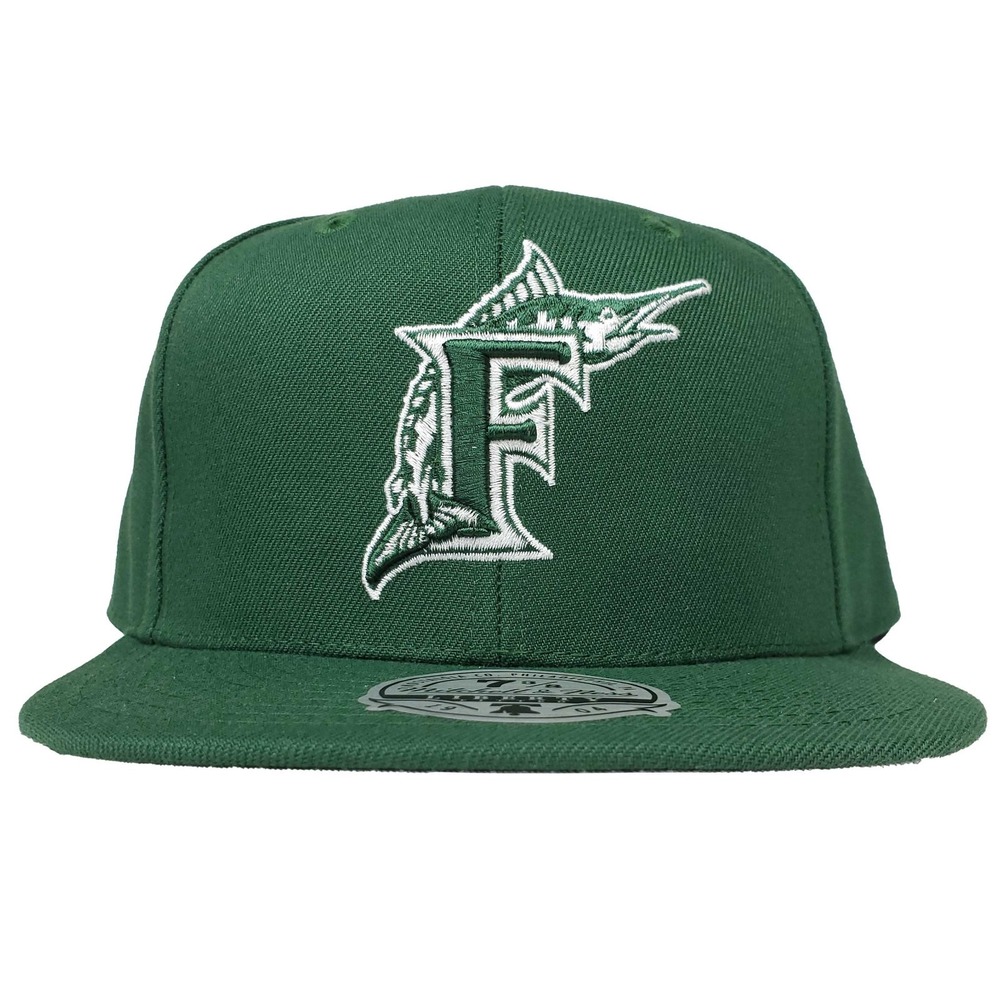 Florida Marlins Mitchell & Ness MLB Fitted 7 3/8 Flatbill Cap Hat Green NWT